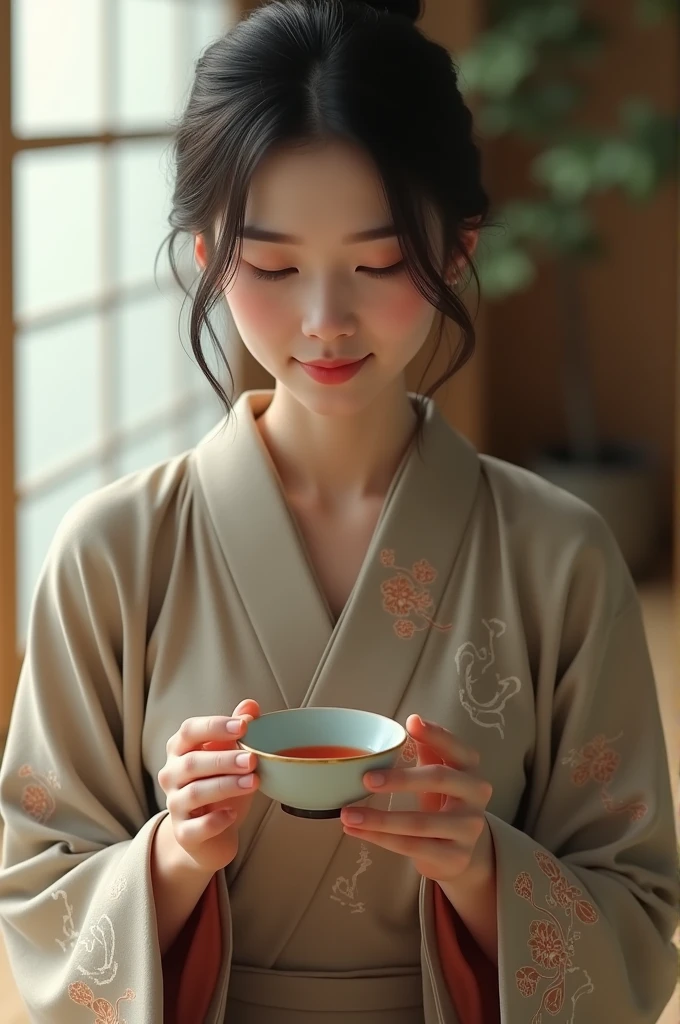 Woman drinking sake