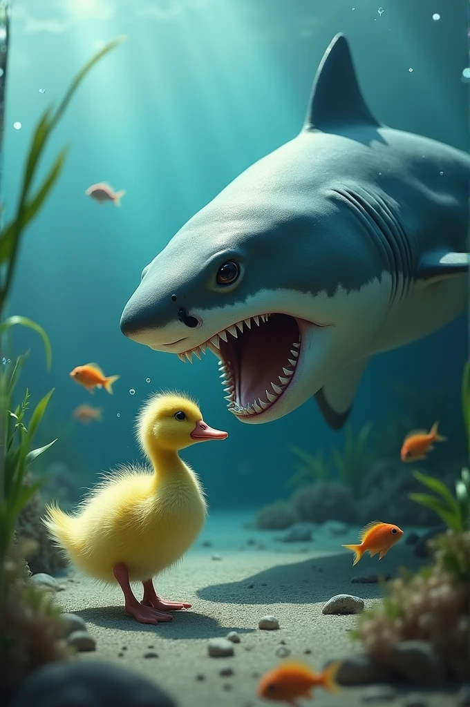 Shark and duckling