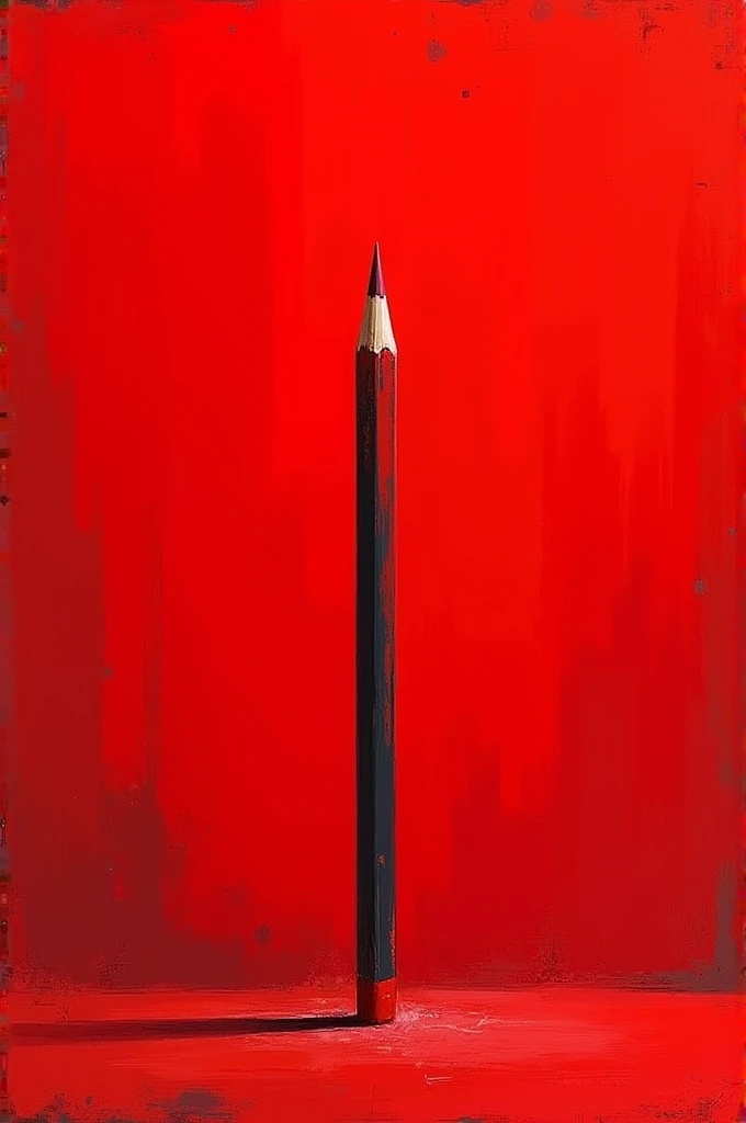 Red color background, with a pencil in an unfinished shape