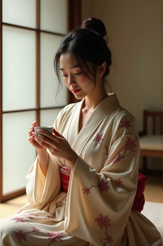 Woman drinking sake