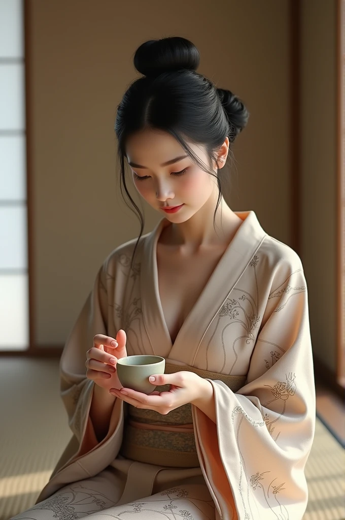 Woman drinking sake