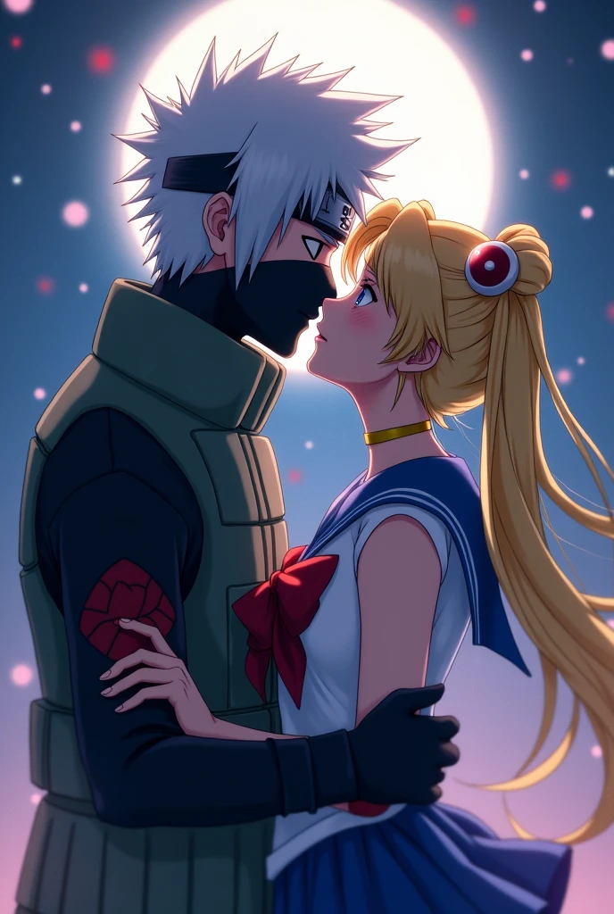 Kakashi and sailormoon kissing passionately