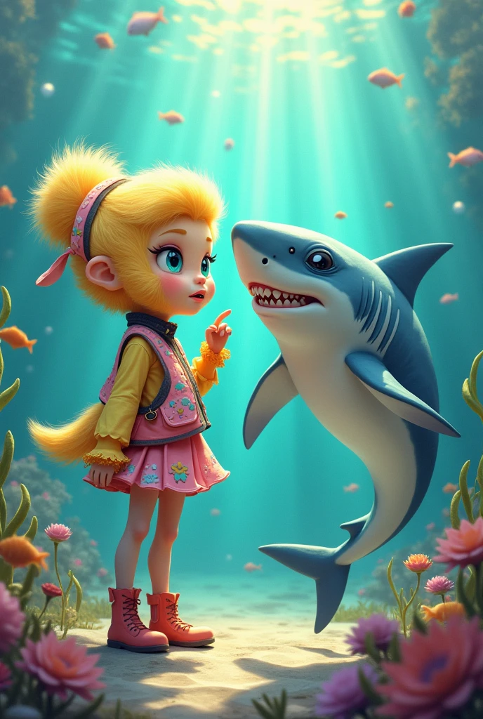 Duck girl and cool shark