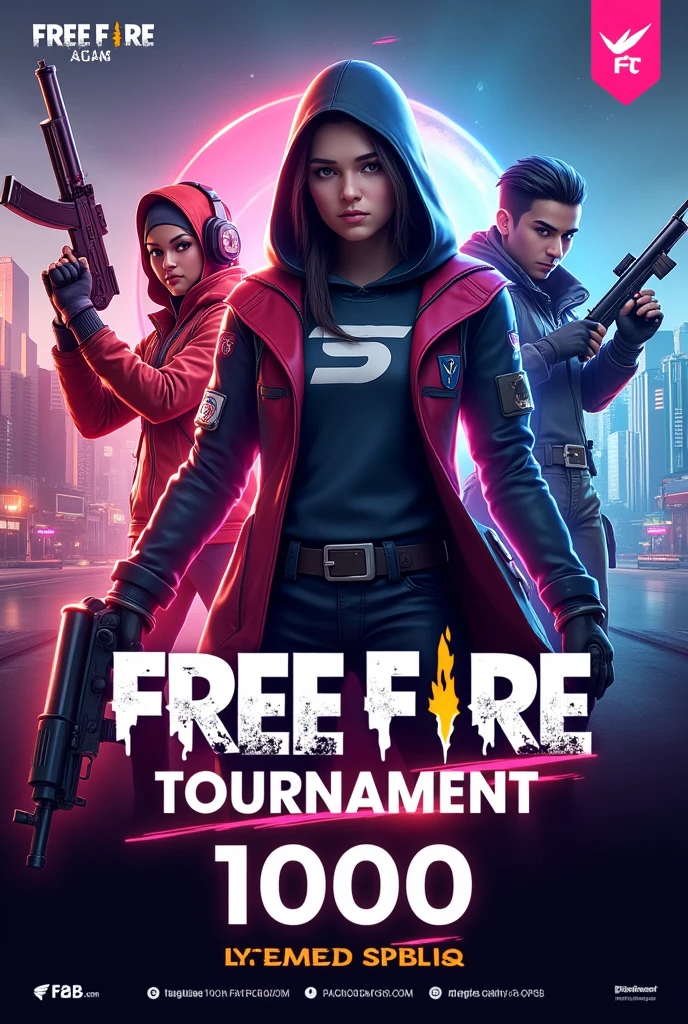 advertising image, about a free fire tournament,that the start date is August 30th, Entry fee 1000 and WhatsApp number 3018245259