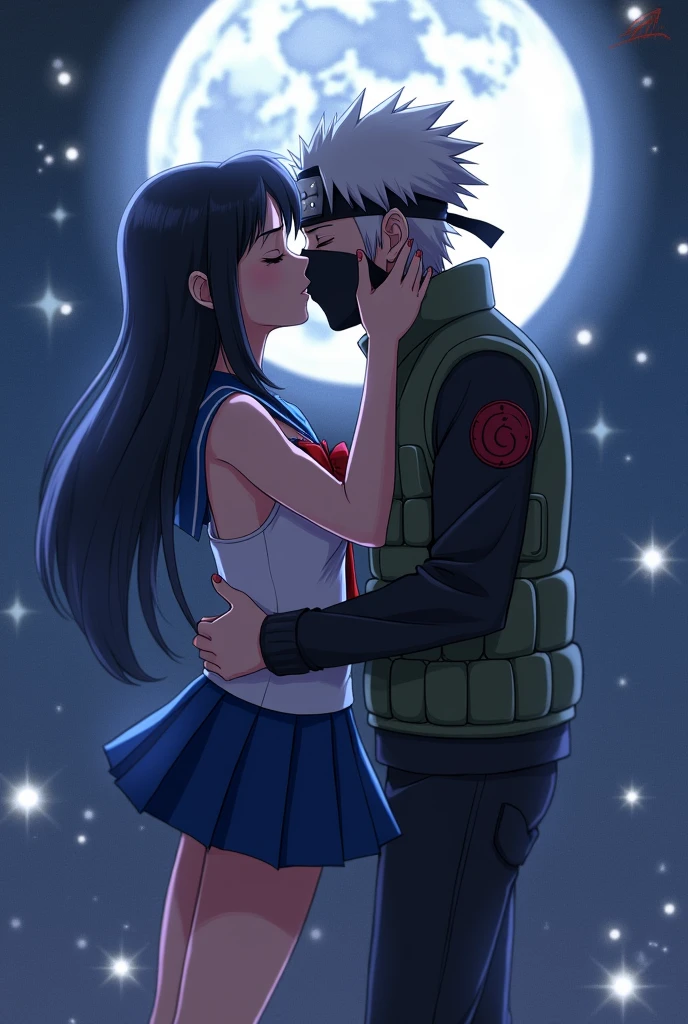 Kakashi and sailormoon kissing passionately
