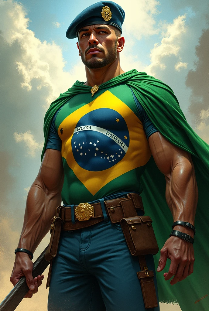 A Brazilian hero with a uniform where the symbol is the flag of Bahia