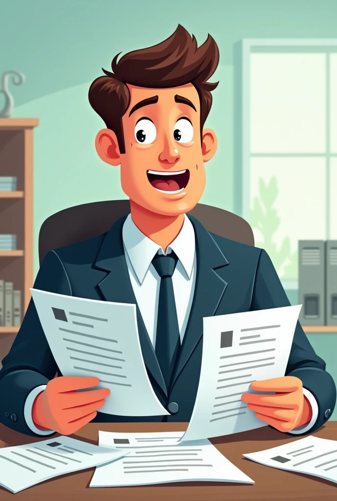 make a man receiving resumes, In a cartoon