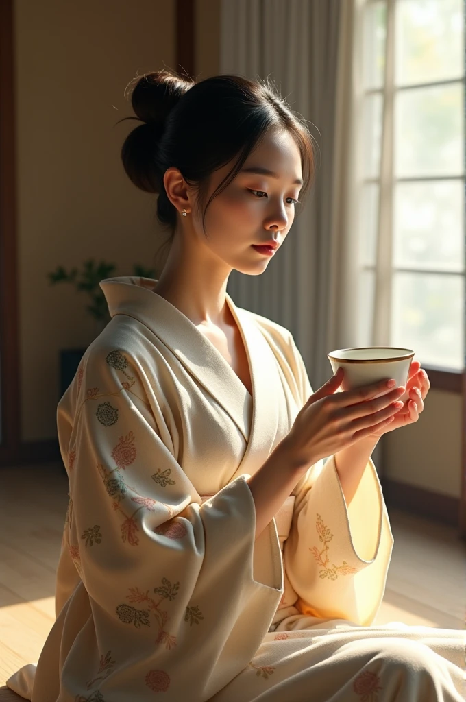 Woman drinking sake