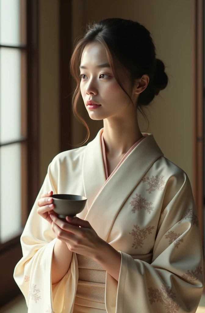 Woman drinking  sake
