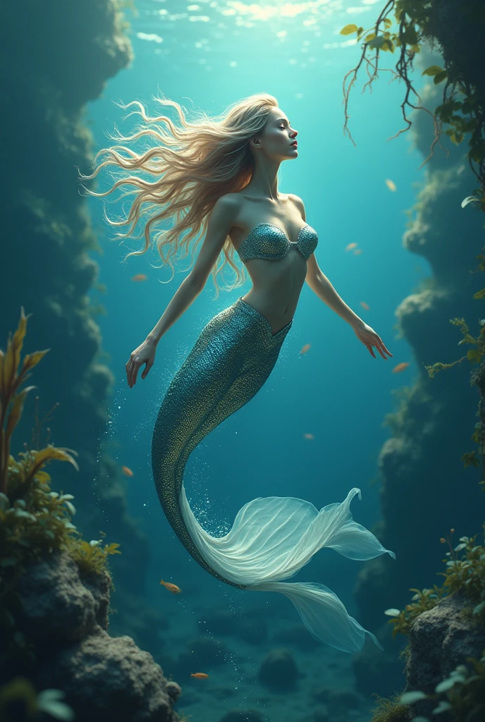 A very beautiful mermaid in the sea