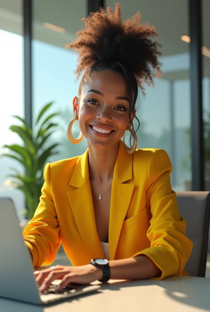 Young friendly modern Brazilian intern woman