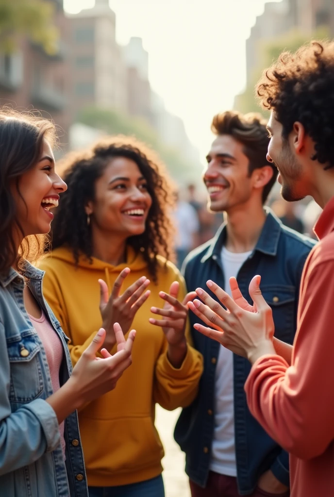 Young people showing with their fingers