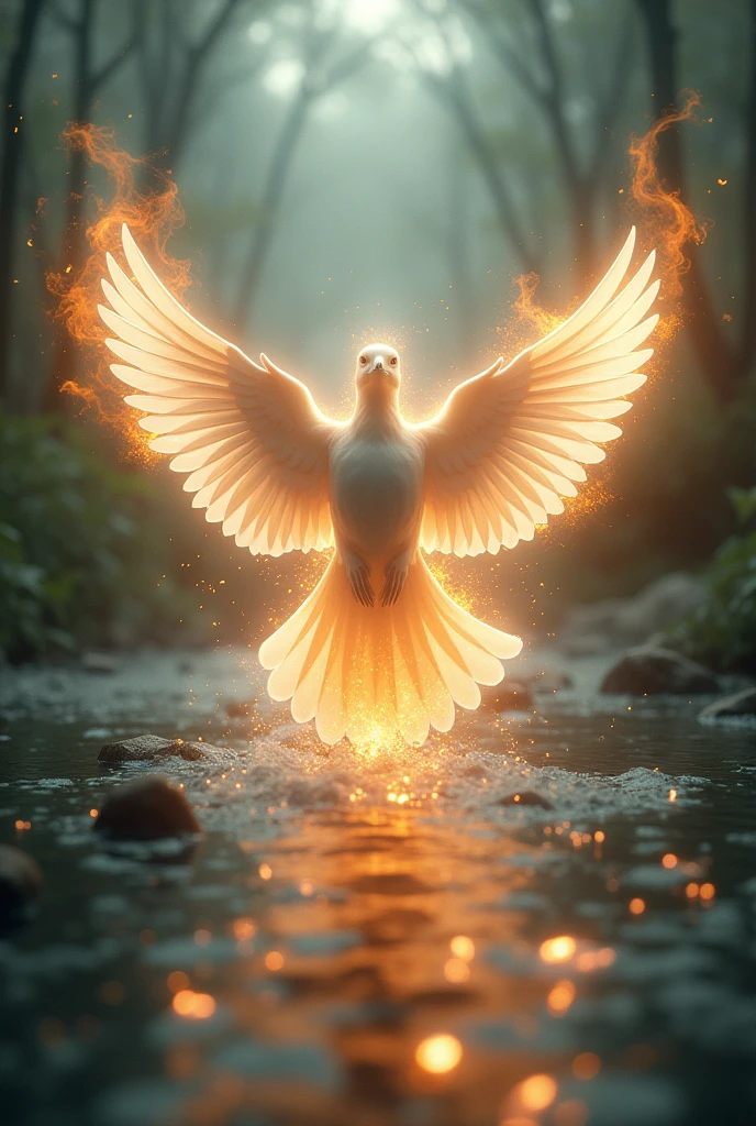 A dove of the fire of the holy spirit water,