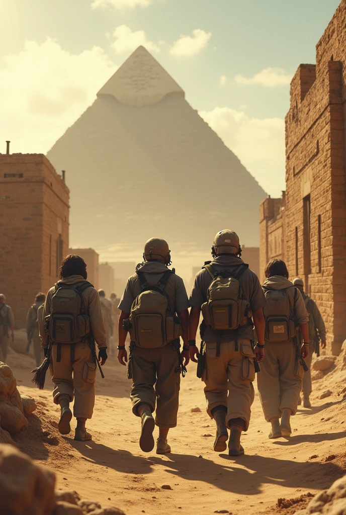 Make a group of Brazilian explorers in Egypt and see poor people