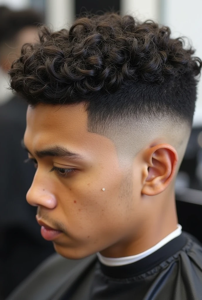 Shaved high fade on curly hair in combs 0;1 and 2
