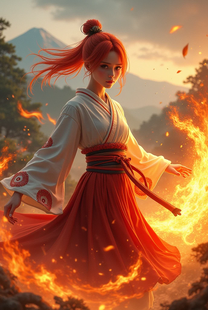 A red-haired Japanese teenager, with fire powers