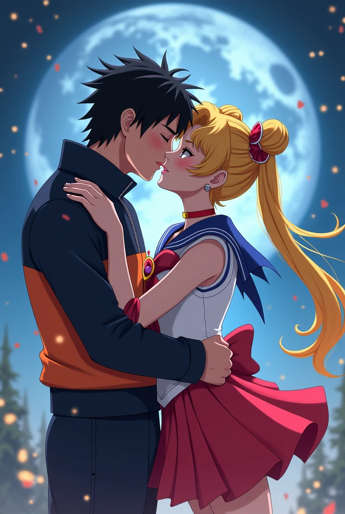 Naruto and sailormoon kissing passionately