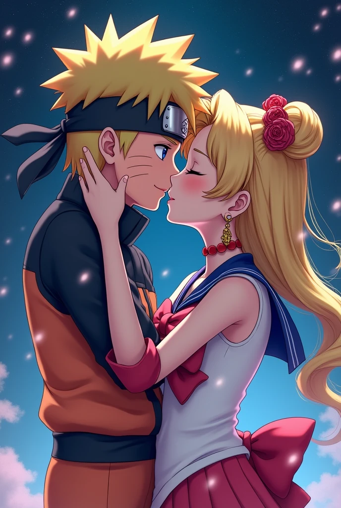 Naruto and sailormoon kissing passionately