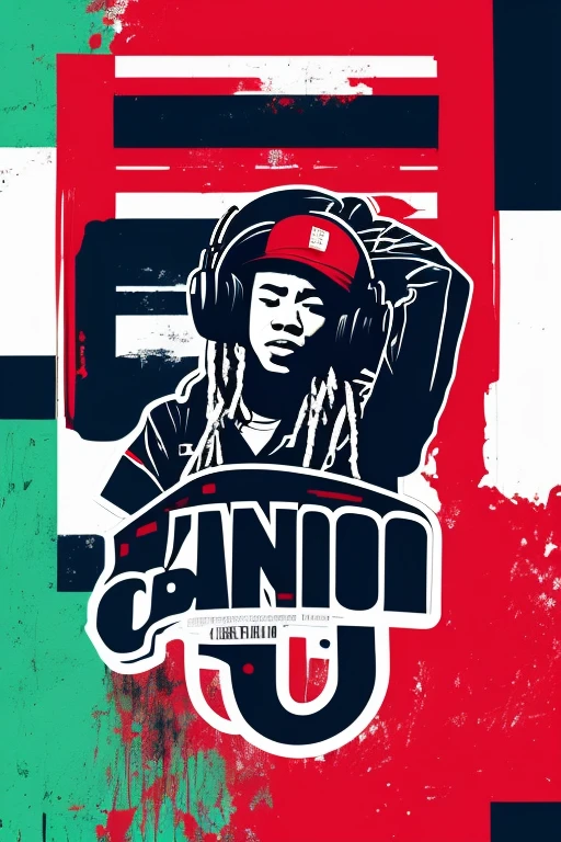 A background filled with scattered musical notes in various sizes and colors、
Creative logo illustration of a silhouette with dreadlocks and red headphones,
Banksy、
A background completely filled with scattered musical notes in various sizes and colors, covering the entire screen.
singer、microphone、Japanese、
beautiful girl colorful image
Dance hiphop Dance CREW Waacking Dance
Punking
black medium hair black medium hair
Five fingers Baggy clothes Baggy clothes
HIPHOP crew、
the Japanese flag, background,patriotic,minimal,simple,bold colors,graphic,flat design,clean