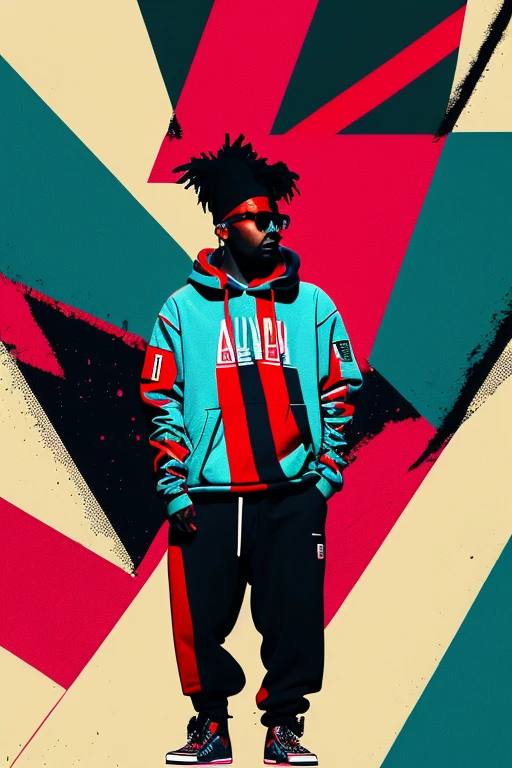 A background filled with scattered musical notes in various sizes and colors、
Creative logo illustration of a silhouette with dreadlocks and red headphones,
Banksy、
A background completely filled with scattered musical notes in various sizes and colors, covering the entire screen.
singer、microphone、Japanese、
beautiful girl colorful image
Dance hiphop Dance CREW Waacking Dance
Punking
black medium hair black medium hair
Five fingers Baggy clothes Baggy clothes
HIPHOP crew、
the Japanese flag, background,patriotic,minimal,simple,bold colors,graphic,flat design,clean