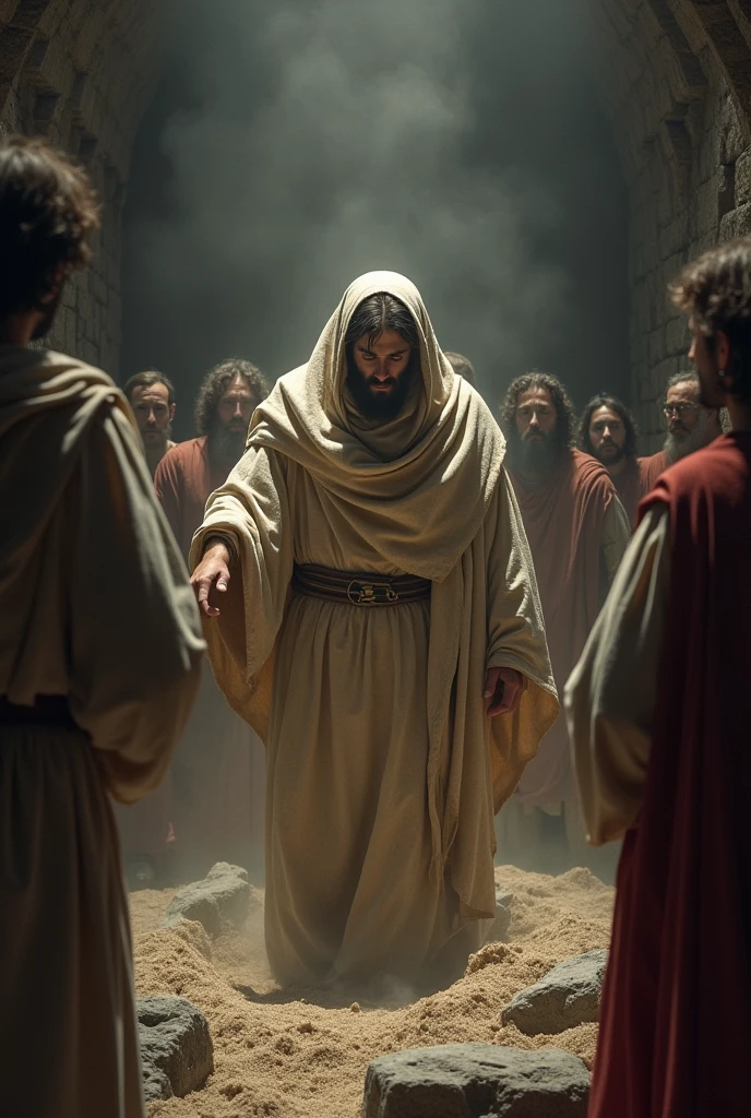  It is, having said that, cried out with a loud voice: Lazarus, come out. 44 It is o defunto saiu, having their hands and feet bound with bandages, and your face, wrapped in a scarf. Jesus said to them: Turn it off and let it go.