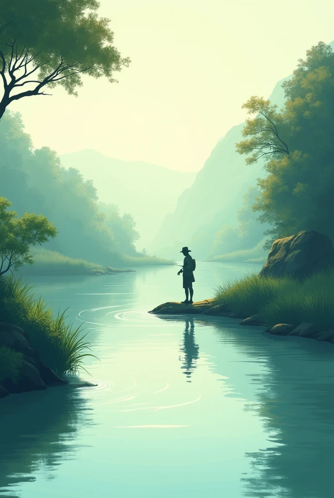 give me a simple and minimalist suggestion of an image that represents riverside life