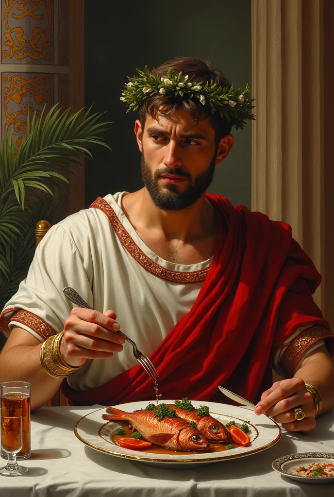 Romano Julius Caesar eating fish food
