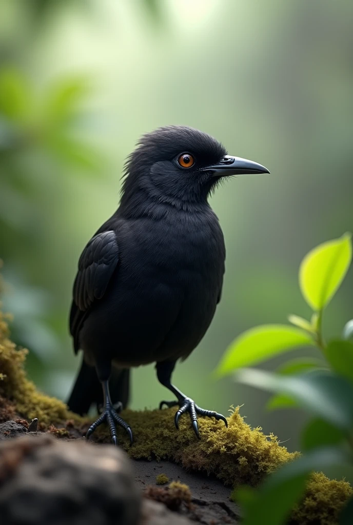 A sooty pinzon, It is a small and agile bird with soft, dark plumage and a small beak that lives on the Galapagos Island.