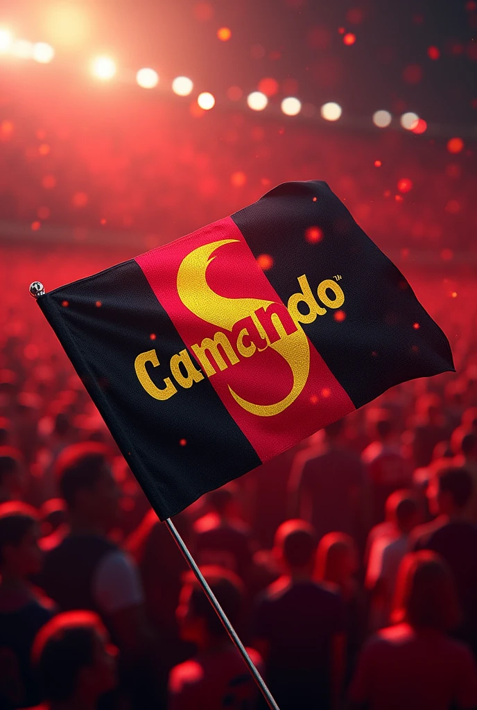 Flamengo flag with Camando written on it is now red and black