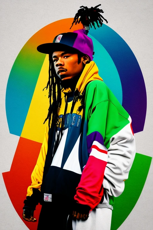 A background filled with scattered musical notes in various sizes and colors、
Creative logo illustration of a silhouette with dreadlocks and red headphones,
Banksy、
A background completely filled with scattered musical notes in various sizes and colors, covering the entire screen.
singer、microphone、Japanese、
beautiful girl colorful image
Dance hiphop Dance CREW Waacking Dance
Punking
black medium hair black medium hair
Five fingers Baggy clothes Baggy clothes
HIPHOP crew、
the Japanese flag, background,patriotic,minimal,simple,bold colors,graphic,flat design,clean