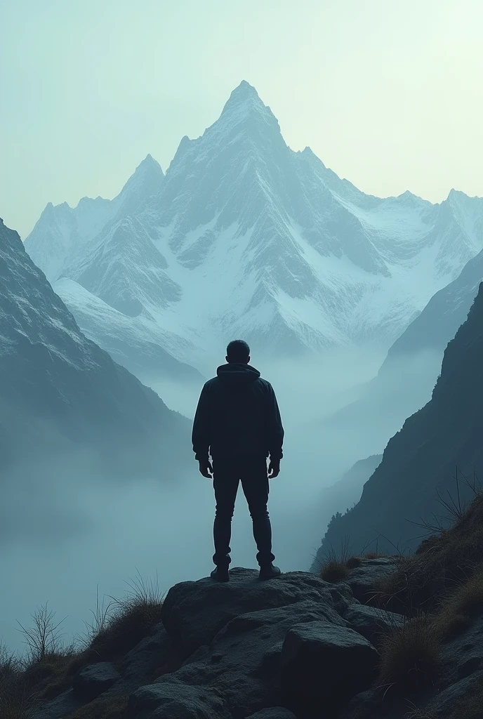 a man suside on mountain