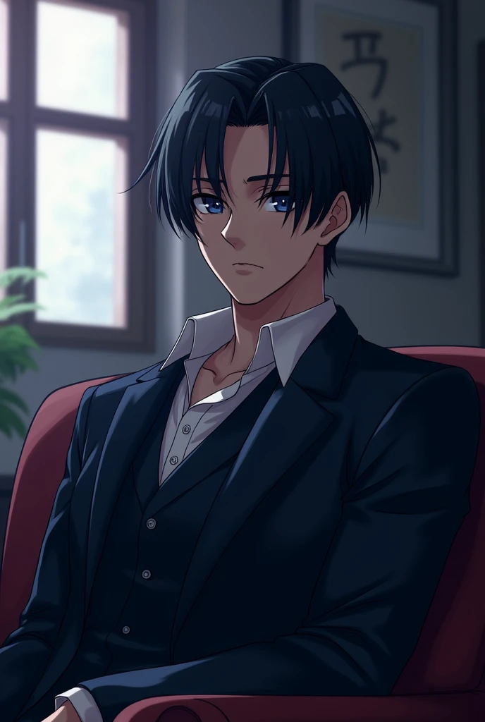 anime 40 years old handsome man, dark blue eyes, black hair,
on the house,
looking at the camera, high resolution, a window in the background,
mysterious character.