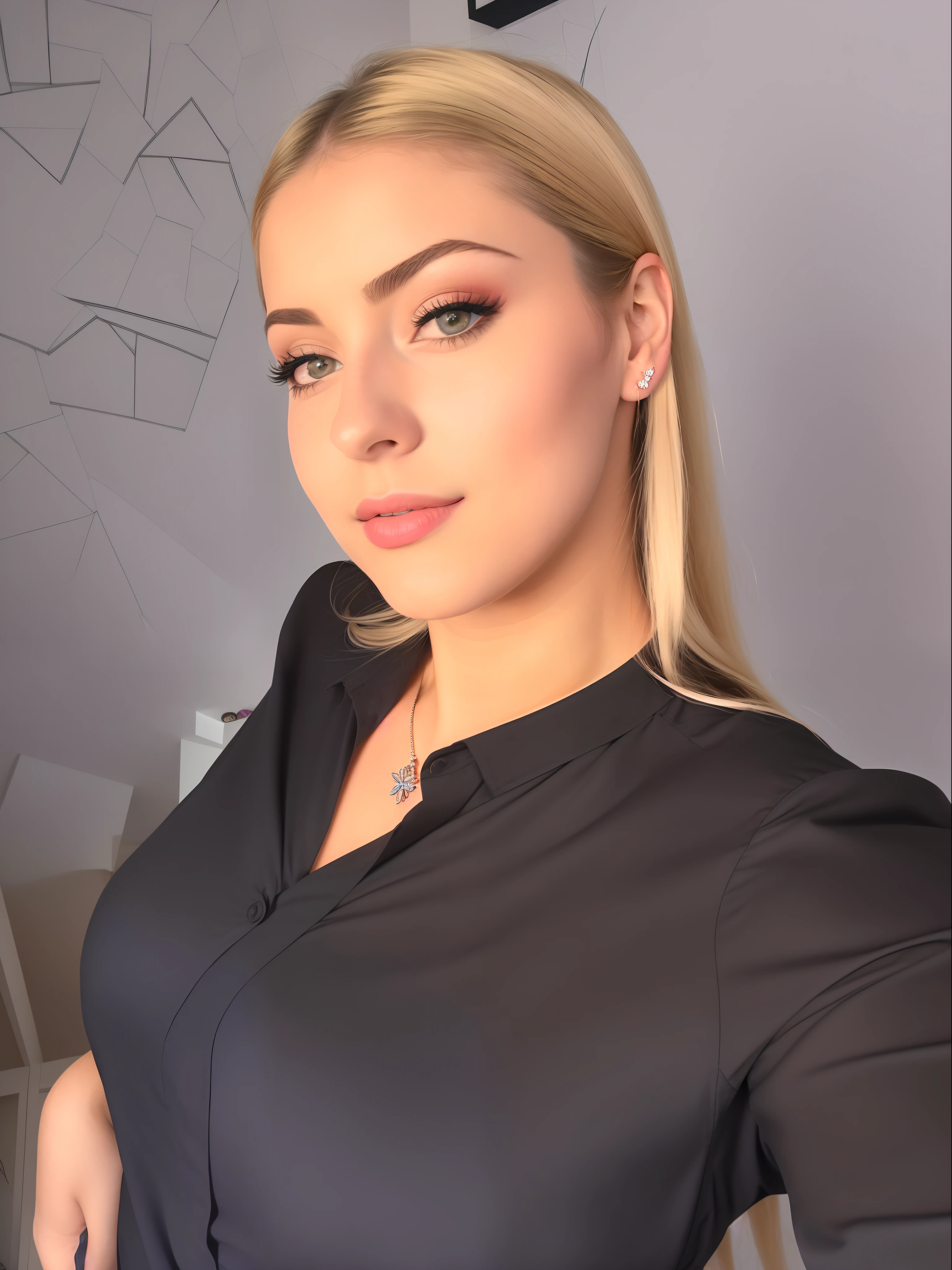 Blonde woman in a black shirt posing for a photo in front of a white board, Angelawhite, Anastasia Ovchinnikova, profile picture, Victoria Gavrilenko, Catherine, Yelena Belova, professional image, Alexandra Waliszewska, professional profile photo, Alina Ivanchenko, moleksandra shchaslyva