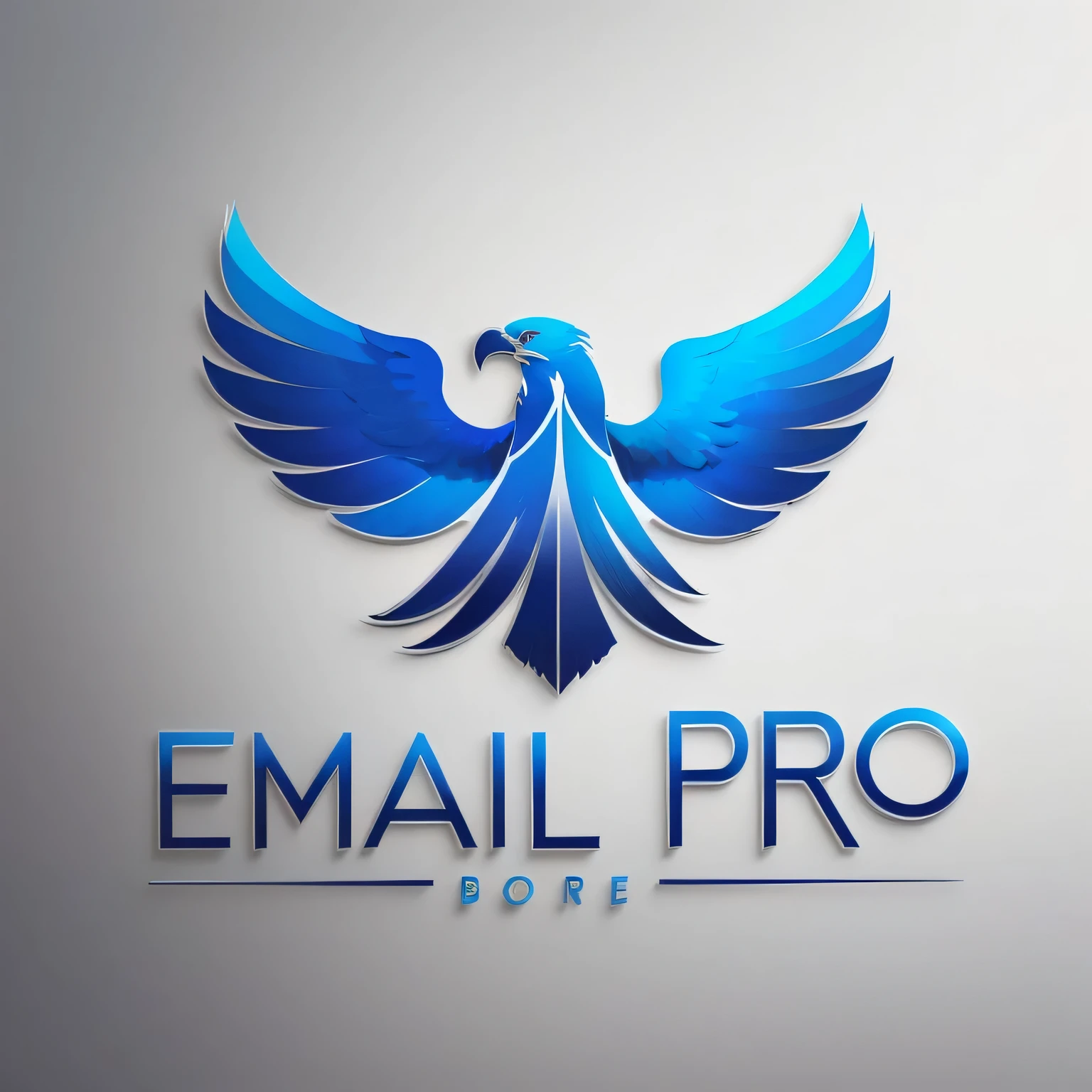 a close up of a blue bird logo on a transparent background that will be saved in .png, professional logo design, professional logo, e-mail, very professional, with an eagle emblem, logo design, eagle logo, professional graphic design, professional art, amazing professional photo, high-quality professional scanning, professional art detalhada, logo concept design, professional unique masterpiece, clean logo design, clean and simple design