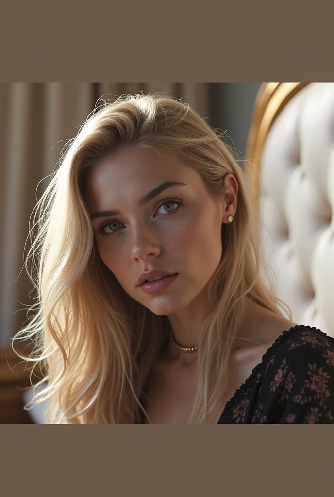 blonde sexy woman on sensual bed, posing seductively, detailed facial features, detailed skin, detailed body, cinematic lighting, dramatic shadows, hyper-realistic, 8k, photorealistic, highly detailed, masterpiece, elegant, glamorous, alluring, provocative