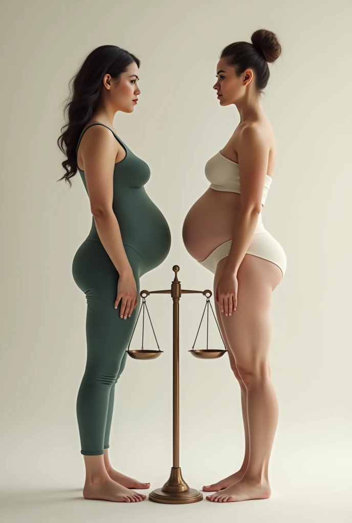 an image of a fat woman and then a thin one, side-by-side, with a scale in the middle, pretty