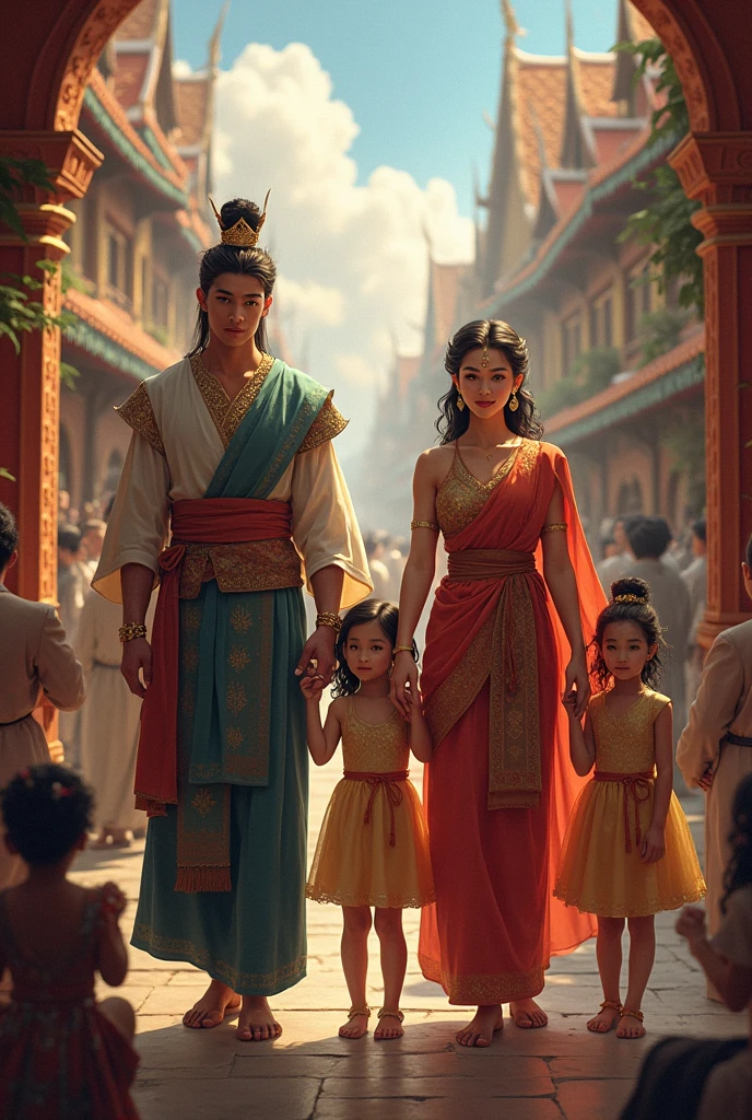 In the city of Suwannakom, there was King Kom, whose queen was Nang Chan, and whose daughter was Nang Ai or Nang Ai Kham.