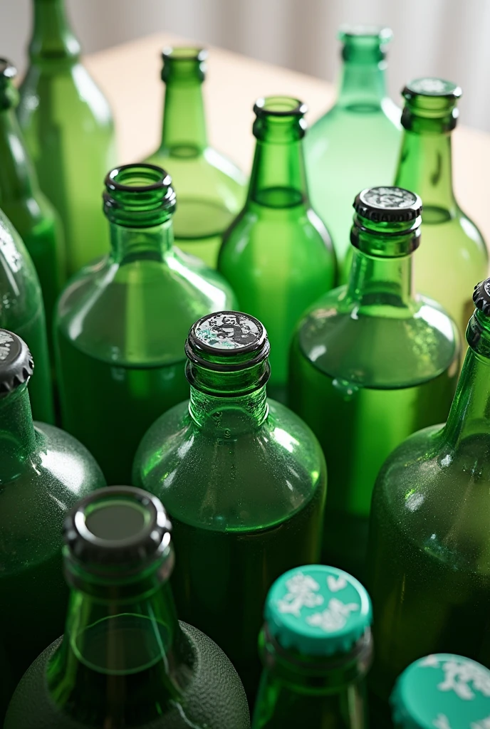 Many glass bottles for recycle