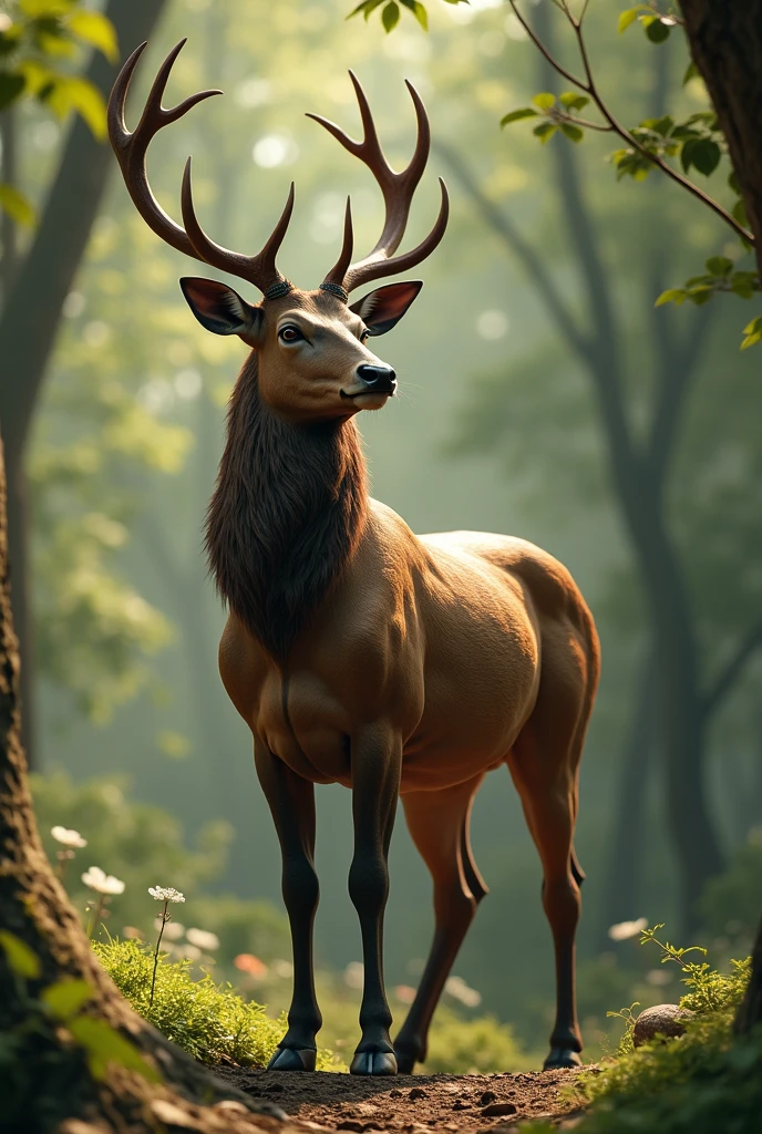 Muscular naked deer