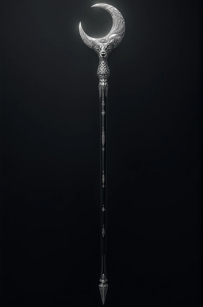 Elegant style black and silver design wand with wolf
