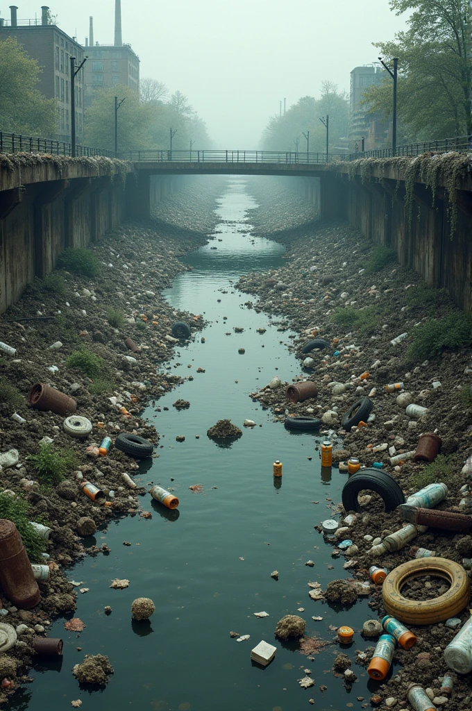 Make a river with lots of trash