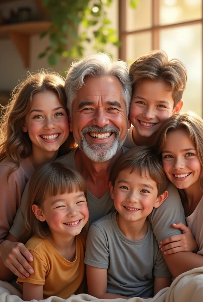 A happy man with his family