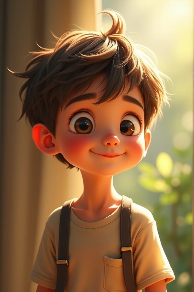 A boy with brown hair 
