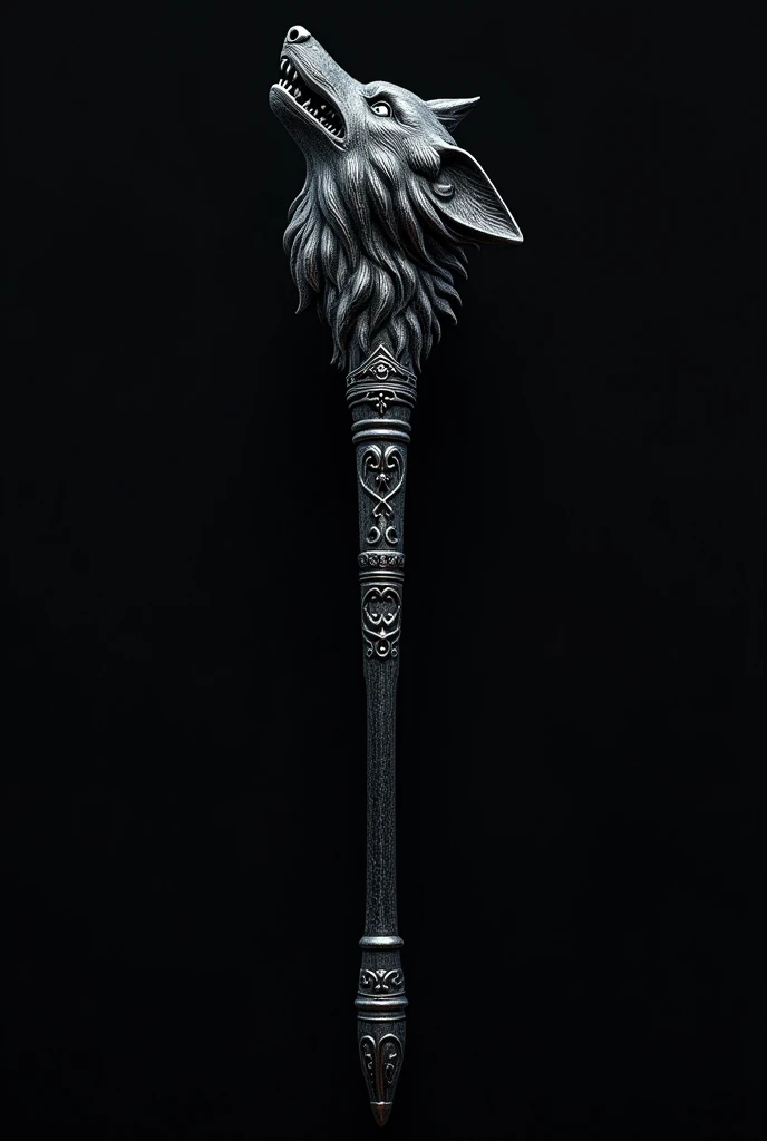 Wand with black and silver wolf style design