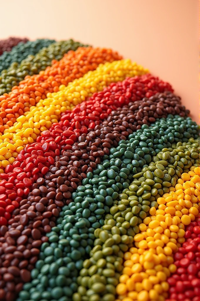 Colored lentils form a rainbow