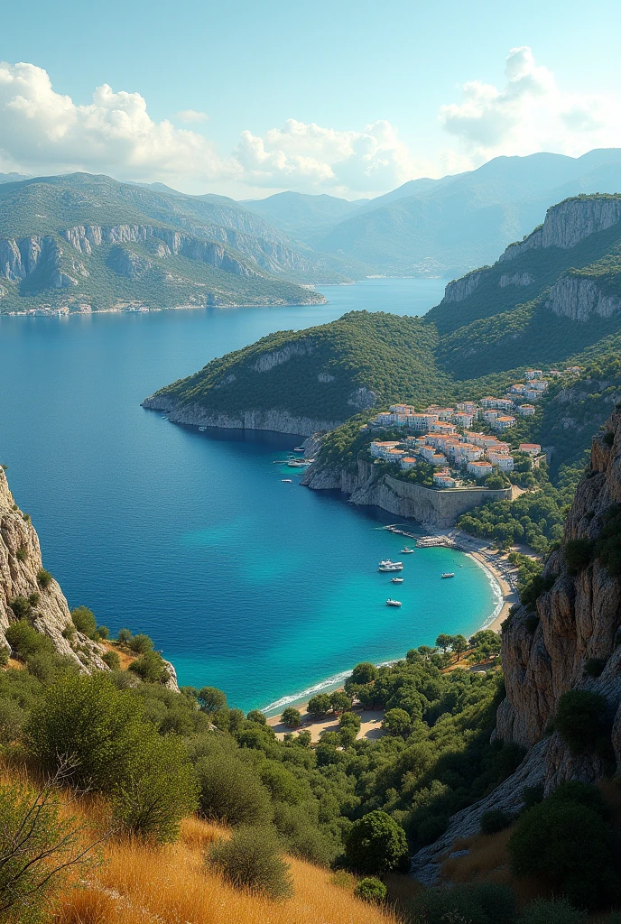 Make a picture of the Greek island of Ithaca without anyone