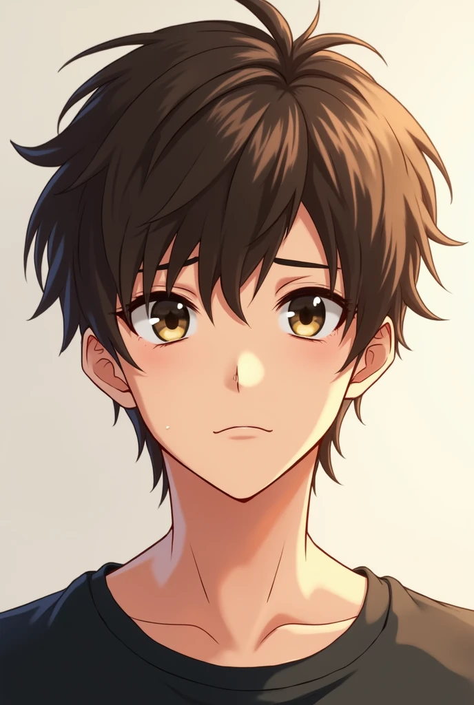 A boy with brown hair More adult, and anime