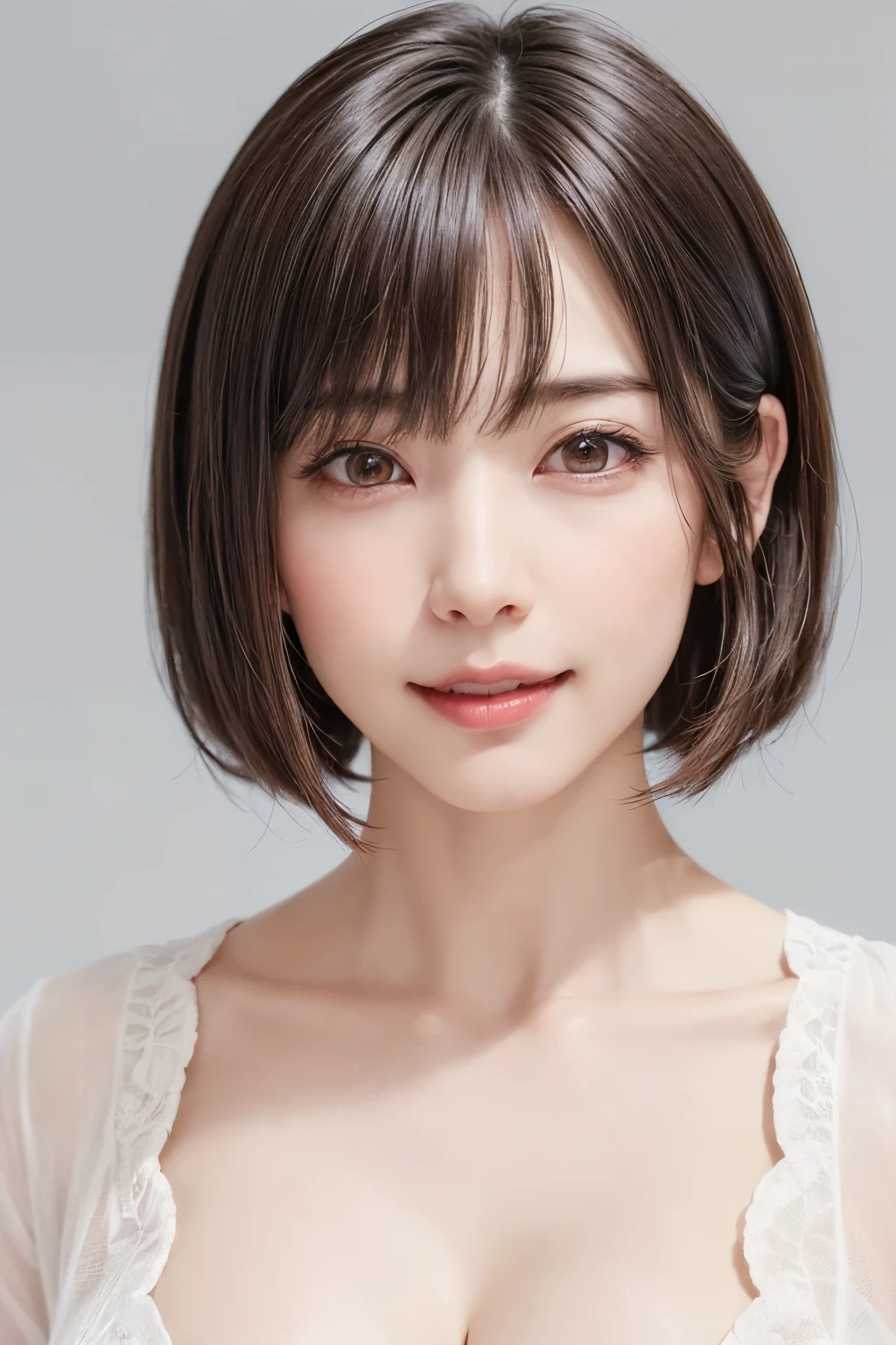 (software:1.8、masterpiece, Highest quality),1 person, alone, hyper Realistic, Realistic,Realistic, Looking at the audience, Light brown eyes:1.4,Brunette Short Bob Hair with highly detailed shiny hair, Brightly colored winter clothes, Lepangas:1.4), Outdoor, Mouth closed, Upper Body、big chest eye、eyelash、{Hugeな|big chest|Hugeなな|Mega} whole :2, chestの谷間:2、(((big chest eye、Short Bob Hair、Highlights from Students、Looking at the audience、She is very beautiful and cute、Show me your ears、Long neck、smile、Close your mouth and smile、Bangs and beautiful teeth)))、Ideal body type、(Nothing is drawn、A very beautiful pure white background:1.6)、美しいLong neck:1.4、(({Huge|big|Hugeな|Mega} chest, chestの谷間:2、Upper Bodyは服を着ていない:1.6))、(((Portraiture:2)))、Perfect Anatomy