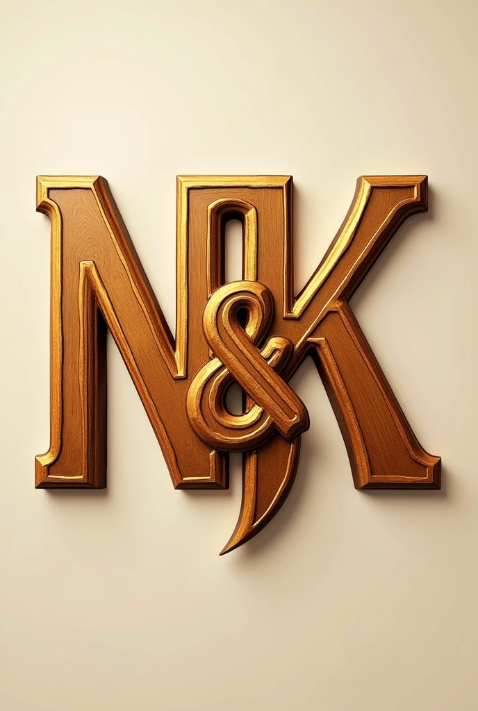 Create a logo which is written in golden woden 
Logo name is (N&K) hairs oil