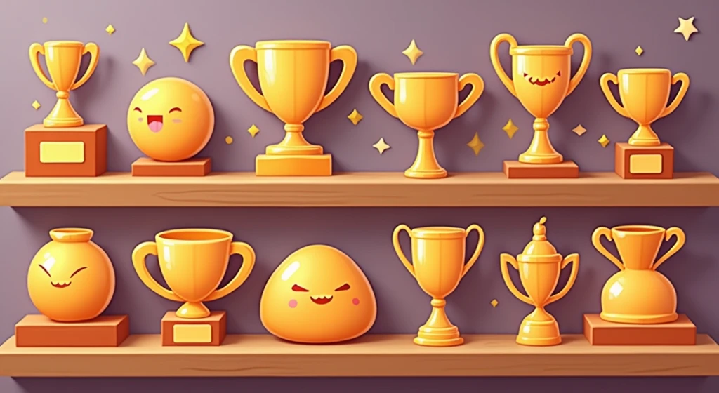 Trophy Icon,Solid color background,Q version